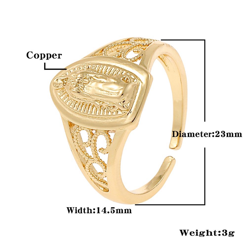 Nhẫn Hở Mạ Vàng 18K Đính Đá Zircon Virgin Mary Our Lady of Guadalupe