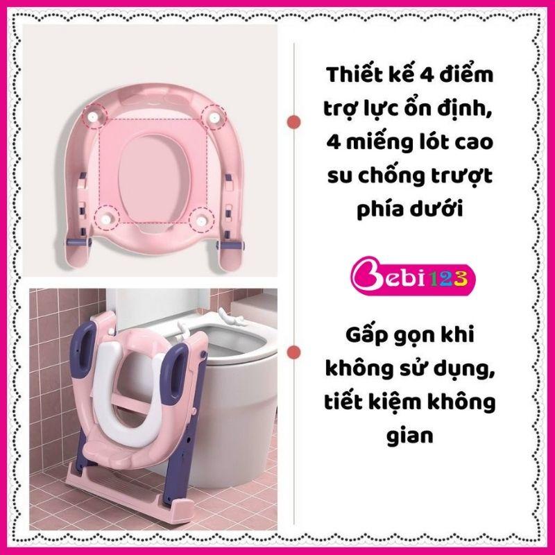 Thang bô vệ sinh thu nhỏ bồn cầu kèm tay vịn gấp gọn an toàn cho bé 【】