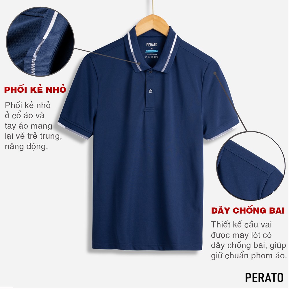 [MUA 2 GIẢM 20K] Áo Thun Nam Có Cổ PERATO, Chất Liệu Coolmax Thấm Hút Tốt, Thiết Kế Phối Viền Trẻ Trung | BigBuy360 - bigbuy360.vn