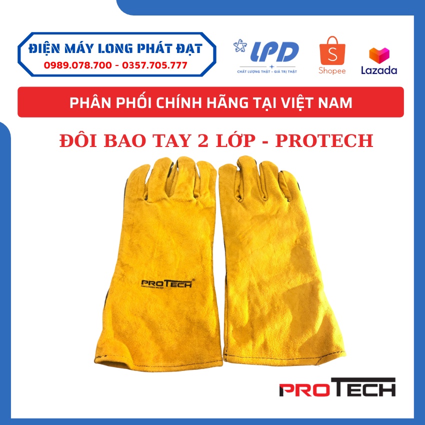 Găng tay hàn da 2 lớp ProTX - bao tay hàn da lộn, chống cháy, chịu nhiệt/tia lửa văng bắn, lớp trong vải nỉ chống nóng t