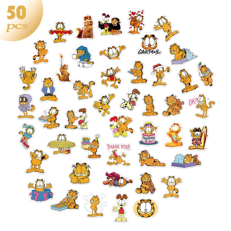 Set 50 Sticker Mèo Garfield Dán Trang Trí Đa Năng