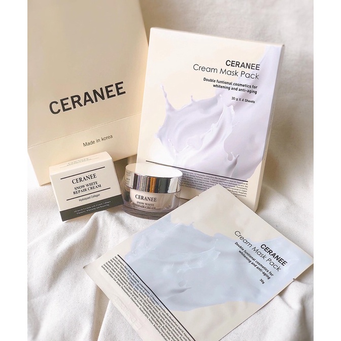 Combo kem dưỡng và mặt nạ Ceranee chính hãng dưỡng và phục hồi da chuyên sâu, trắng da xóa nhăn căng bóng chuẩn Hàn Quốc