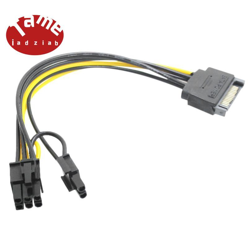 1 Dây Cáp Nguồn 15pin Sata Male Sang 8pin (6 + 2) Pci-E 15-pin Đến 8 Pin 18awg Cho Card Đồ Họa