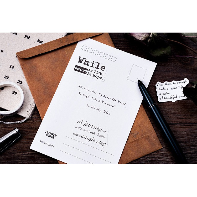 Hộp 46 miếng sticker mẫu báo trắng đen newspaper