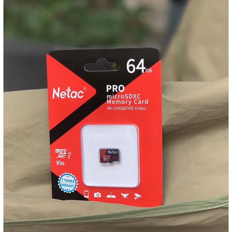 Thẻ nhớ Netac 64GB U3 pro MicroSD tốc độ cao | BigBuy360 - bigbuy360.vn
