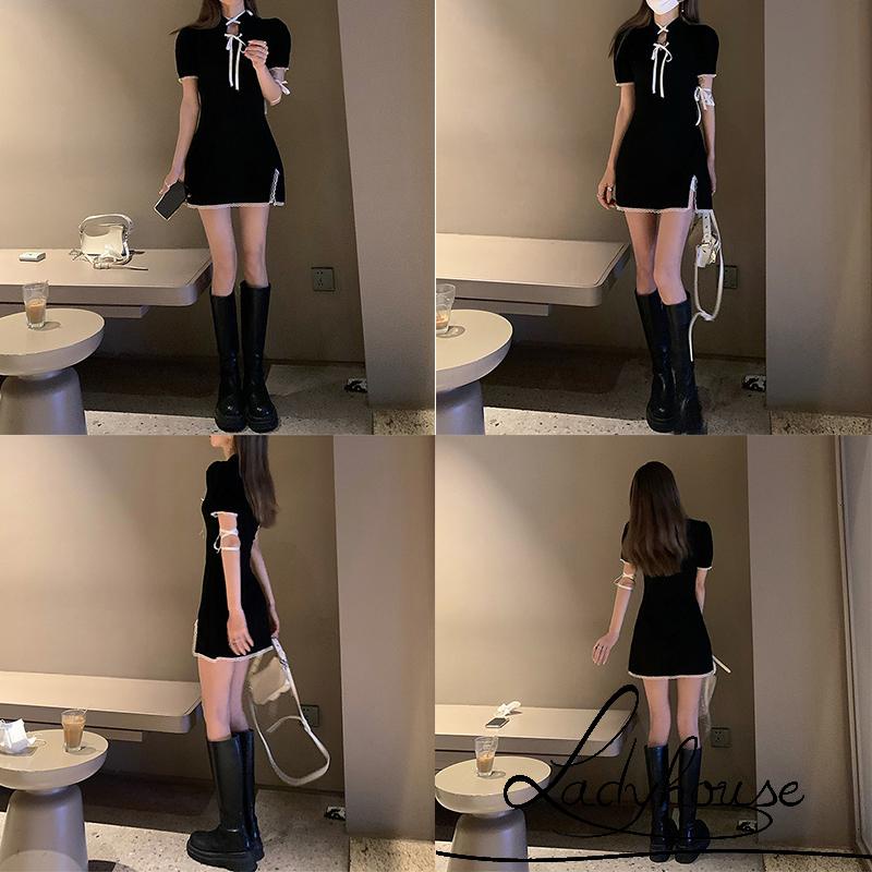 Đầm Ôm Tay Ngắn Cổ Đứng Thời Trang Sành Điệu Cho Nữ