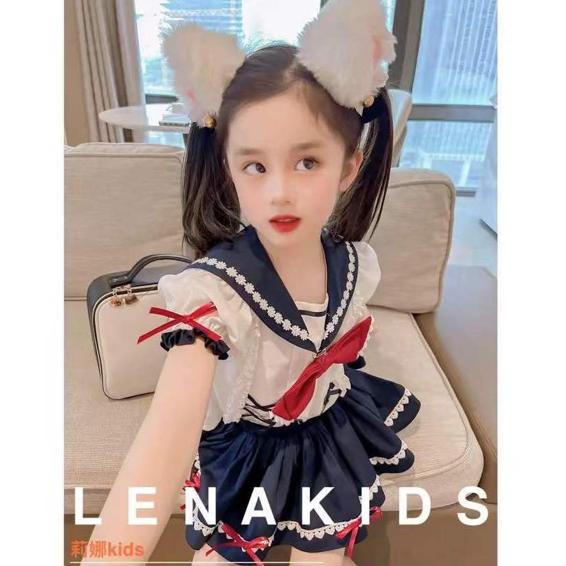 Bộ Đồng Phục Áo Tay Ngắn Phối Chân Váy Thời Trang Mùa Hè 2022jk Cho Bé Gái