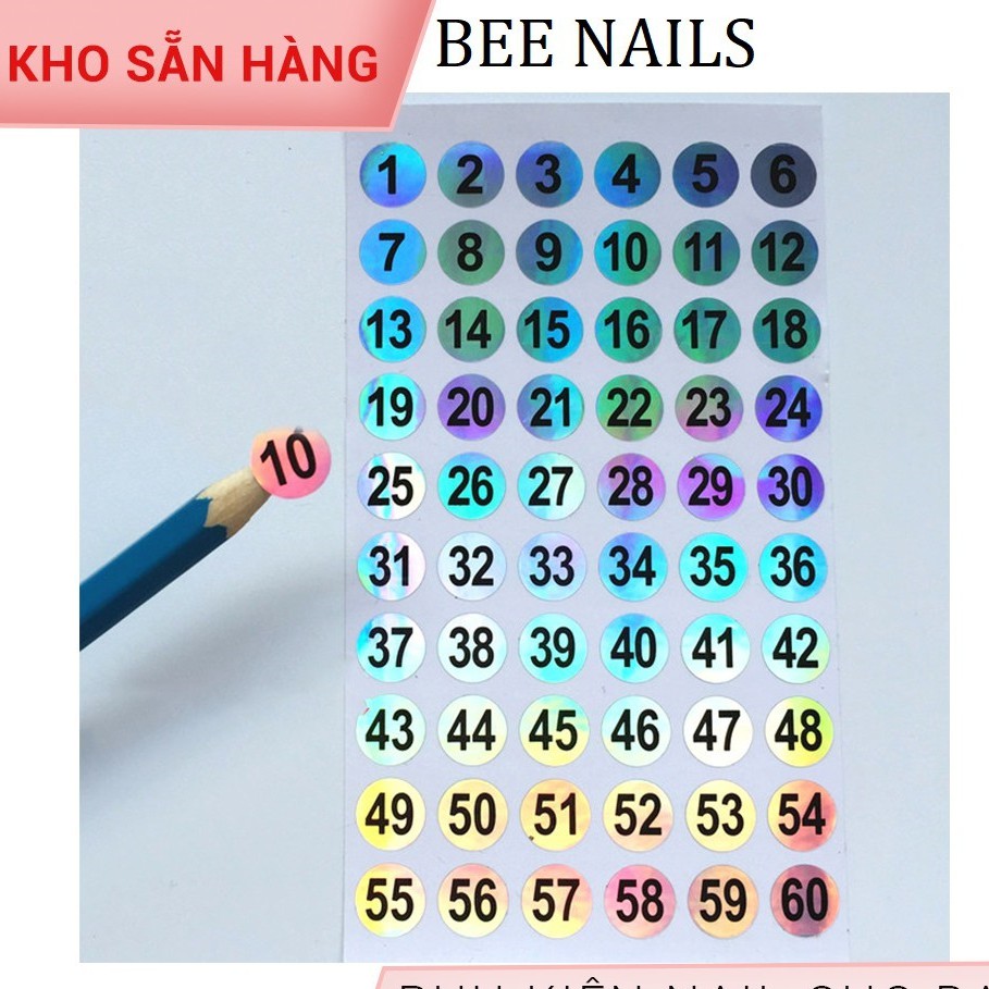 Tem số dán chai sơn, decal mã dán nắp chai sơn BEE NAILS shop