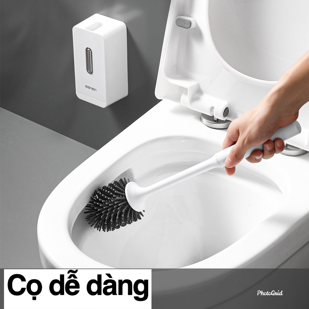 Chổi Cọ Vệ Sinh silicon OENON Kèm Kệ để chổi - Chổi cọ toilet bồn cầu Thông Minh - có tặng kèm miếng dán