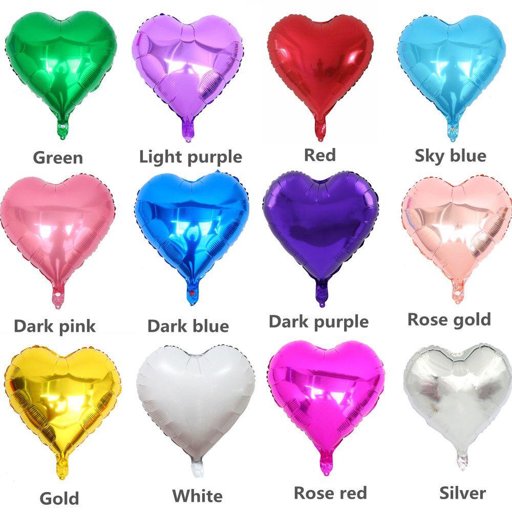 Set 1 / 10 Bong Bóng Nhôm Hình Trái Tim Kích Thước Lớn Cho Ngày Valentine / Sinh Nhật