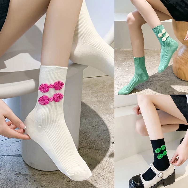 Youyo Vớ Cotton Cổ Vừa Thời Trang Dành Cho Nữ