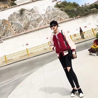 Áo khoác nỉ bóng chày Bomber đỏ- Order