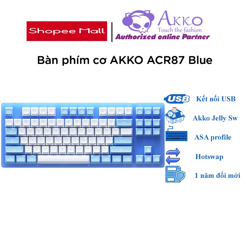 Bàn phím cơ AKKO ACR87 Blue (Hotswap / RGB / AKKO CS sw Jelly Blue)