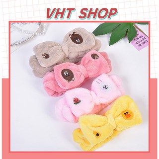 Băng đô rửa mặt cài tóc, bờm tóc cute skincare nữ nơ hoạt hình LF vải nhung thời trang Hàn Quốc dễ thương BD07-VHT SHOP