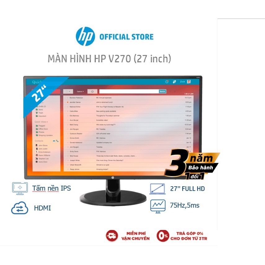 Màn hình LCD HP V270 27"Inch 1920x1080/IPS/60Hz/5ms - Hàng chính hãng new 100%