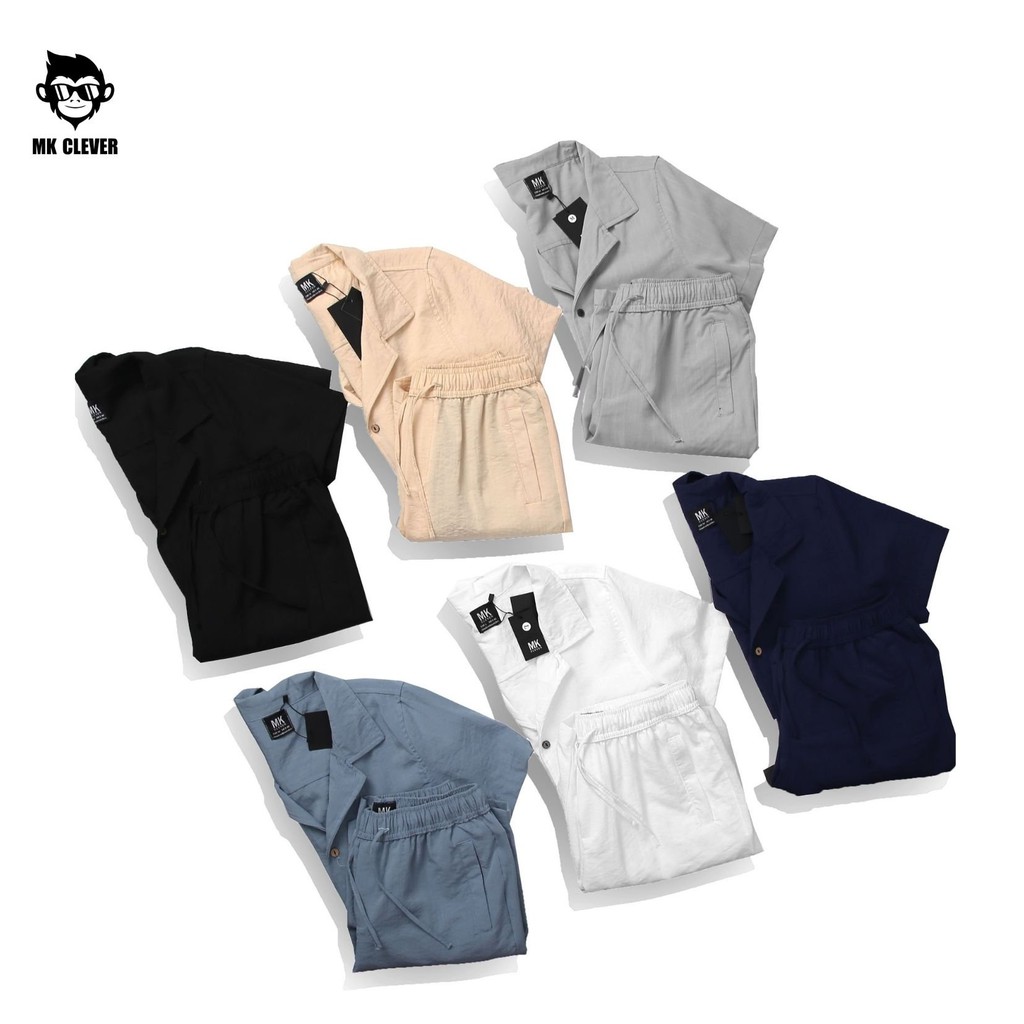 [BST MỚI HÈ 2021] Set đồ nam cộc tay cổ vest MK CLEVER, chất liệu đũi lụa nhẹ, thoáng mặc cho mùa hè | BigBuy360 - bigbuy360.vn