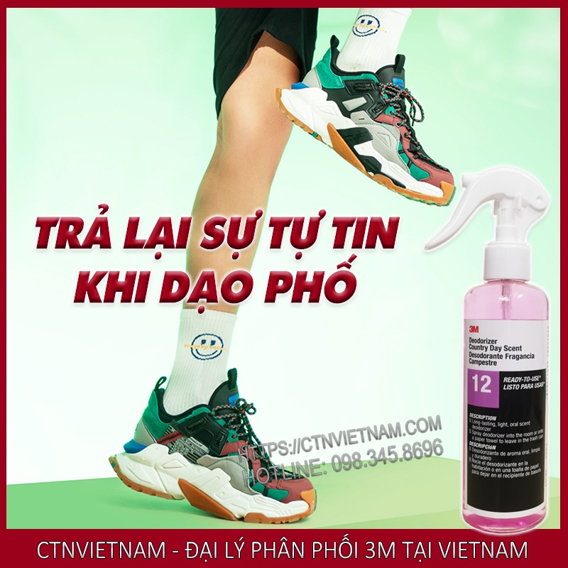 Xịt Khử Mùi Hôi Giày, Mùi Hôi Chân 3M 12L Deodorizer Chính Hãng