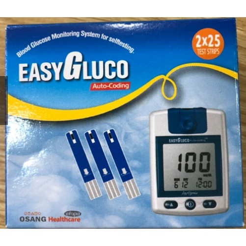 ✅ EASYGLUCO HỘP 50 QUE - Que thử đường huyết dùng cho máy Easy Gluco Auto-Coding (Chính hãng Osang Healthcare - Hàn Quốc