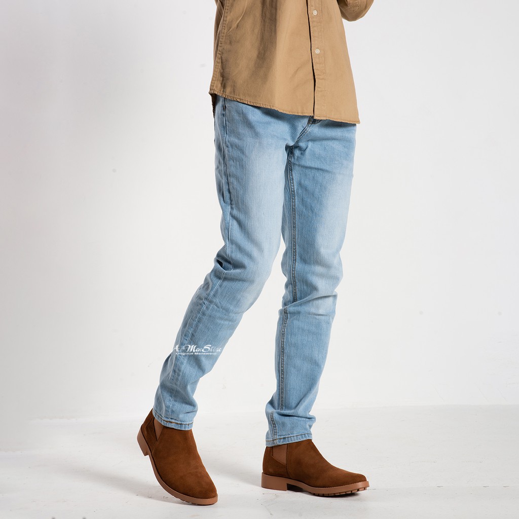 Quần bò nam Routine xanh nhạt ống đứng rộng hàng cao cấp mới nhất 2019