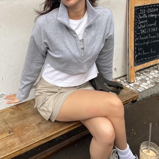 Áo Sweater kéo khoá croptop - Zip Sweatshirt