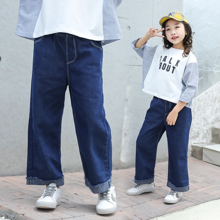 Sale 70% Quần jeans dài phong cách Hàn Quốc thời trang cho bé gái, Wathet,150 Giá gốc 360,000 đ - 77B147