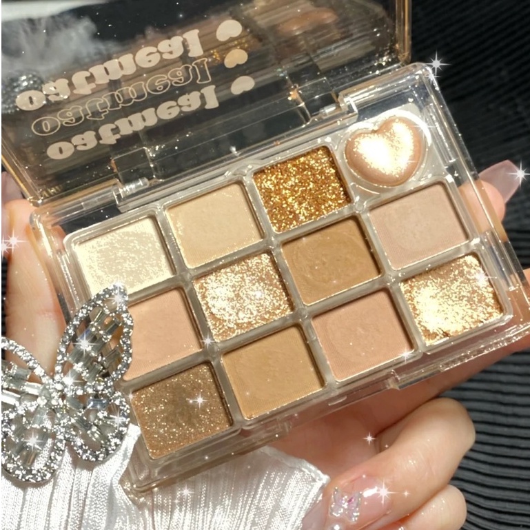 Bảng Phấn Mắt Callcall Ling 12 Màu Sắc Tông Lì/Hiệu Ứng Ngọc Trai Lấp Lánh Chống Thấm Nước Chống Nhòe