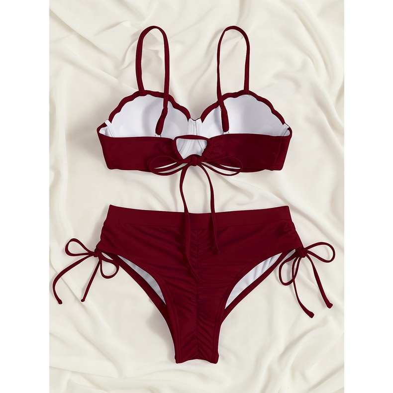 Mới Bộ Đồ Bơi Hai Mảnh Màu Trơn Kiểu Nàng Tiên Cá Quyến Rũ