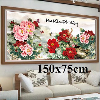 Tranh thêu chữ thập thanh lý hoa mẫu đơn MN0107 HH0912 MN0183