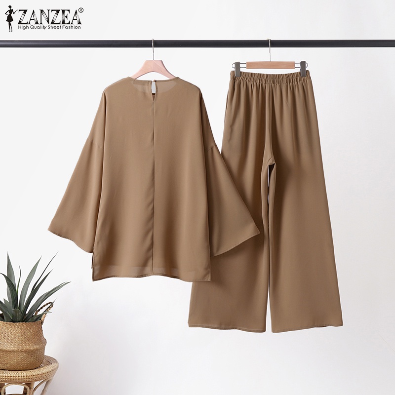 Zanzea Bộ Đồ Hồi Giáo Ống Loe Lưng Thun Có Túi Thời Trang Cho Nữ