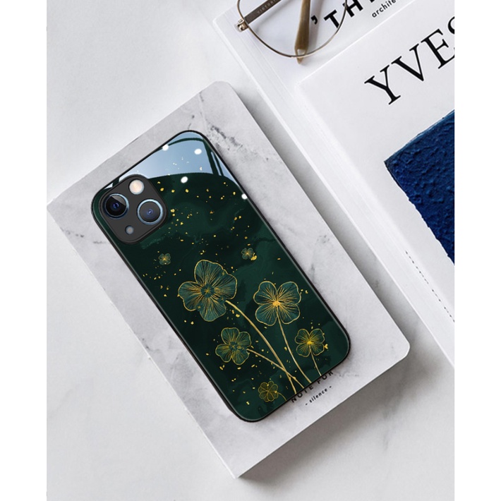 Ốp Điện Thoại Kính Cường Lực Họa Tiết May Mắn Cho iphone 13 14pro max 12 mini 11 pro max XS XR X 6 plus 6s 7 8 plus