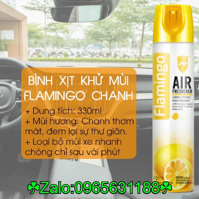 Combo 03 Bình Xịt khử mùi xe ôtô Air Freshener Flamingo - F011 330ml - 6 mùi thơm