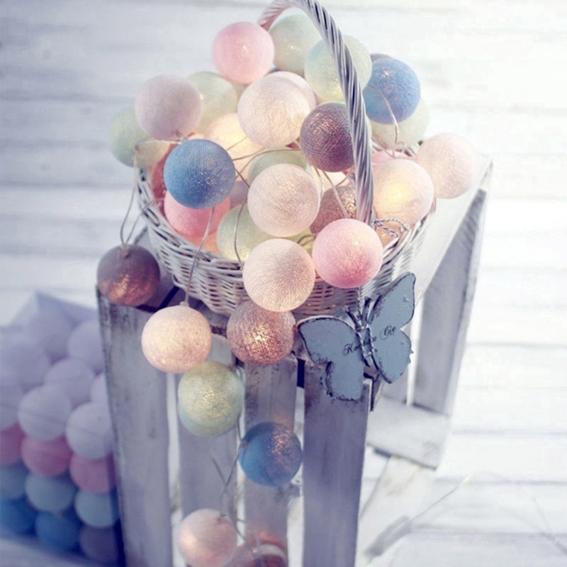 Dây đèn LED 20 bóng cotton trang trí phòng ngủ