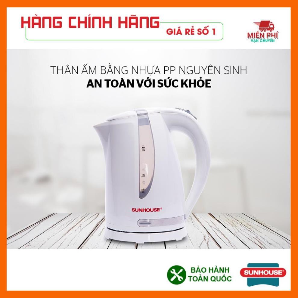 ẤM SIÊU TỐC, BÌNH ĐUN SIÊU TỐC SUNHOUSE SHD1300, 1,8 LÍT, NHỰA CHỊU NHIỆT SIÊU BỀN, BẢO HÀNH TOÀN QUỐC 1 NĂM