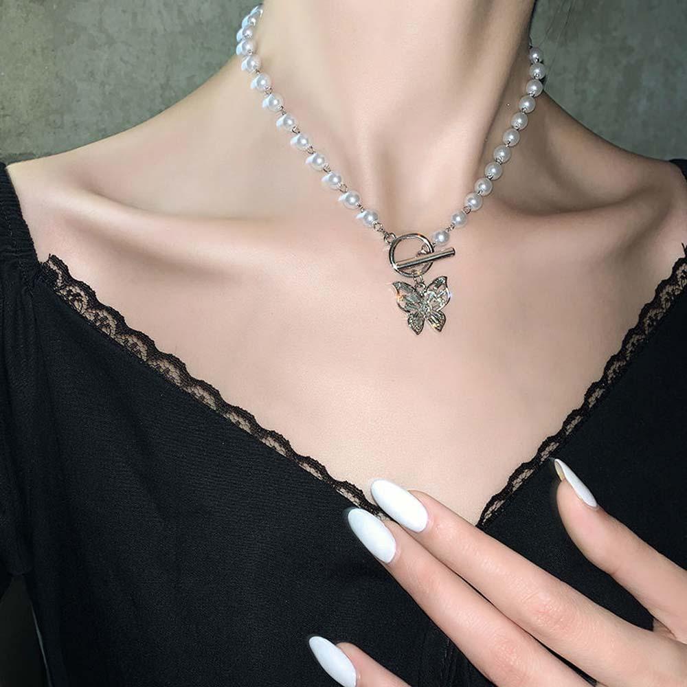 MXGOODS Vòng cổ Mạ Bạc Mặt Chữ OT Dễ Thương