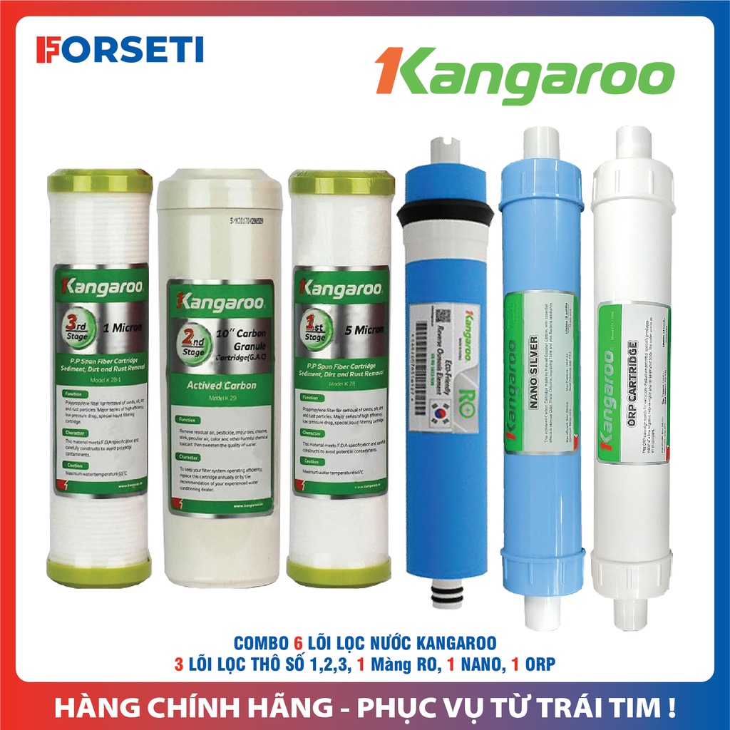 Trọn bộ 6 lõi lọc nước Kangaroo chính hãng dùng cho máy lọc nước Kangaroo KG113