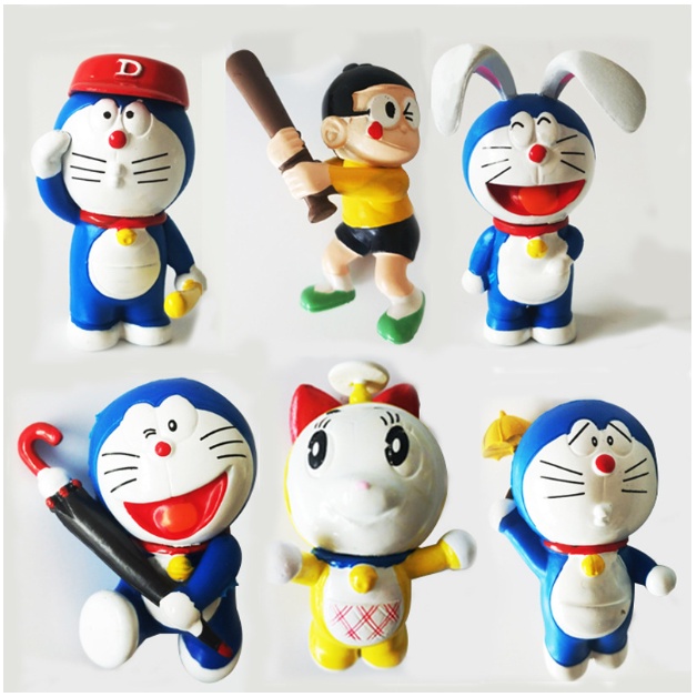 Mô Hình 6 Nhân Vật Doraemon, Nobita, Doraemi, Đáng Yêu Nhiều Kiểu Dáng Khác Nhau, Decor Trang Trí, Bộ Sưu Tập Cho Bé
