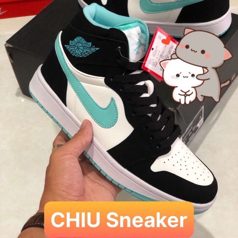 Giày thể thao jd1 cổ cao xanh Ngọc phiên bản cao cấp giày Sneaker Jordan cổ cao xanh dương cao cấp