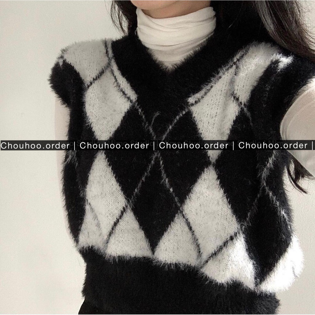 [ORDER]- Áo gile crotop hoạ tiết hình thoi/ Áo thun cổ lọ/ Váy xếp ly xoè kak | BigBuy360 - bigbuy360.vn