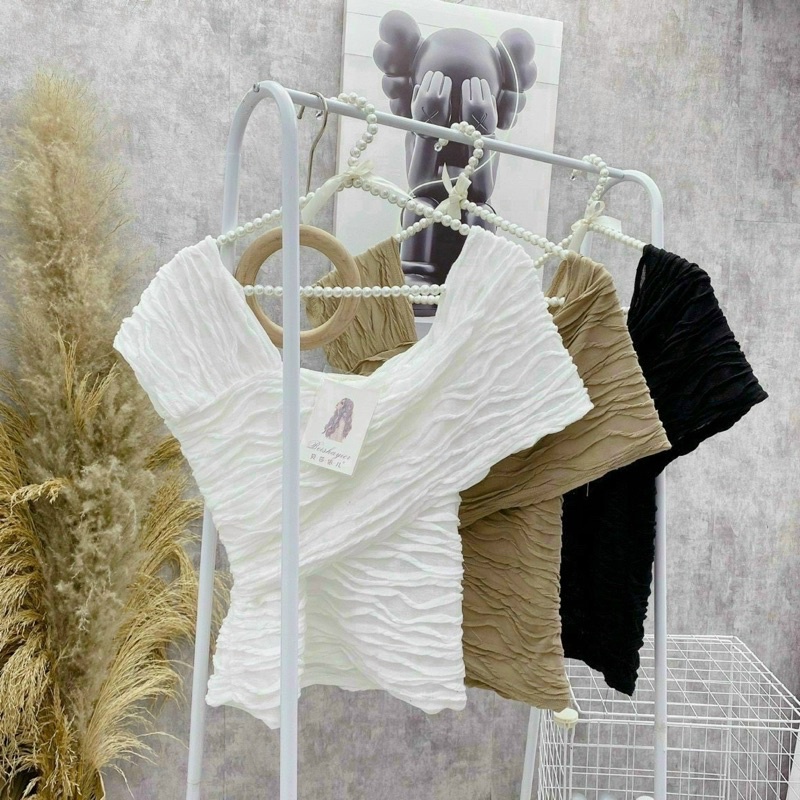 Áo lệch vai thun xốp 3 màu Ly alohashop91