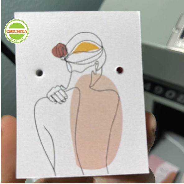 [Giá Tại Xưởng] 100 cái tag bìa treo khuyên, thẻ treo bông tai, Earring hang tags  đục lỗ 7x5.4cm hàng có sẵn