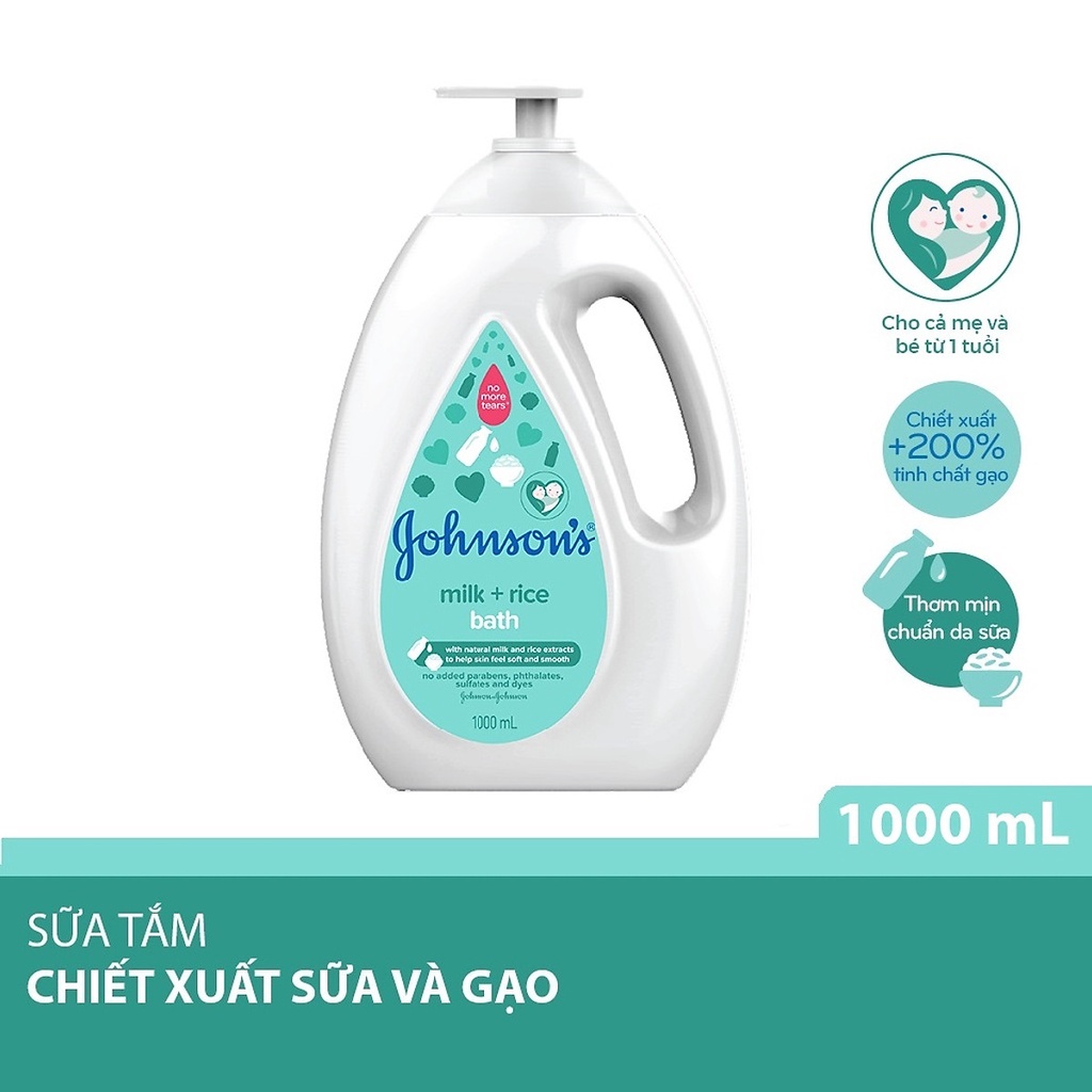 Sữa Tắm Johnson's Baby Milk Rice cho Bé - Dung Tích 1000ml
