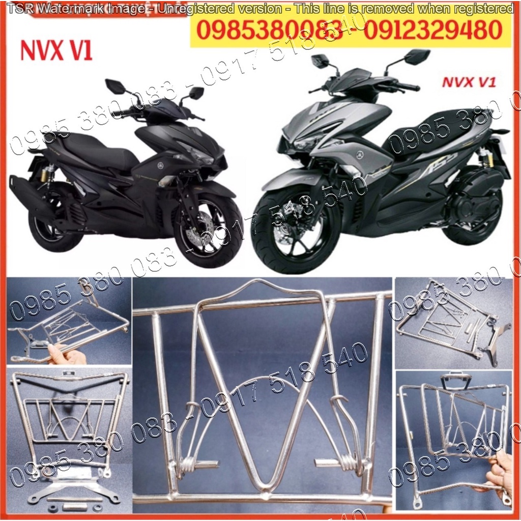 Baga NVX V1 Lượn Giữa INOX Cao Cấp Dày 10 Ly Cho Yamaha NVX 2014 - 2020 (Giá 1 bộ đủ pát ốc)