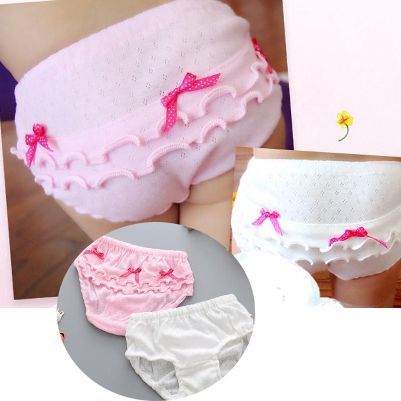 Quần lót cotton đính nơ cho bé gái sơ sinh 0-2 tuổi