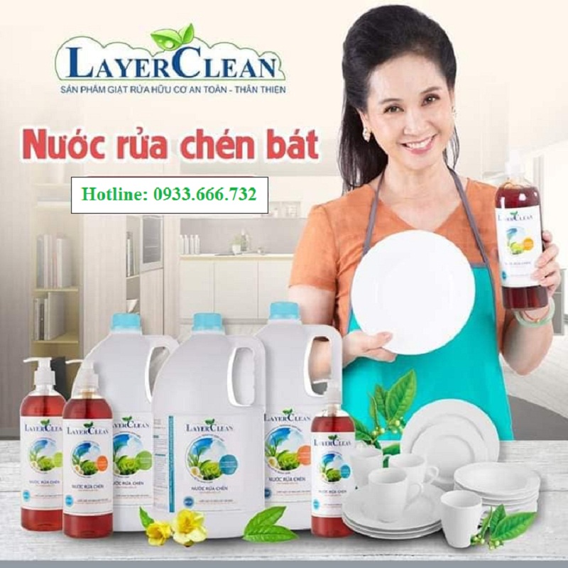 Nước rửa chén bát Hữu cơ LayerClean 300ml hương quế - Bảo vệ da tay, Không hóa chất độc hại, không chất tạo màu