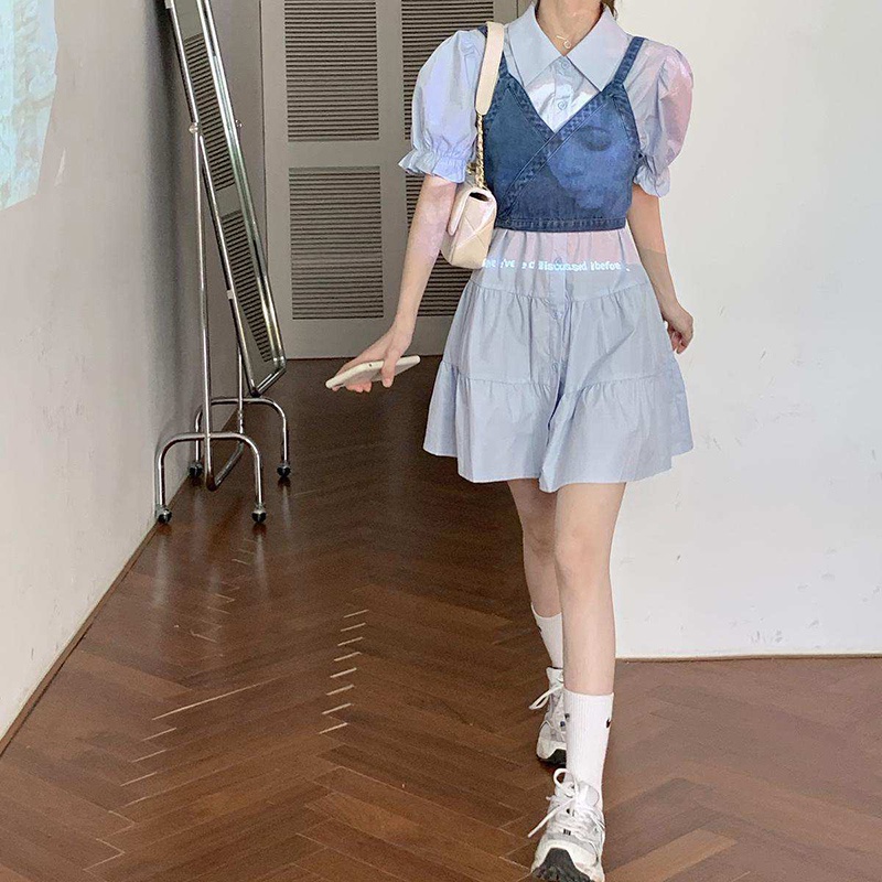 Đầm IELGY tay phồng phong cách retro Hàn Quốc thiết kế thời trang dành cho nữ