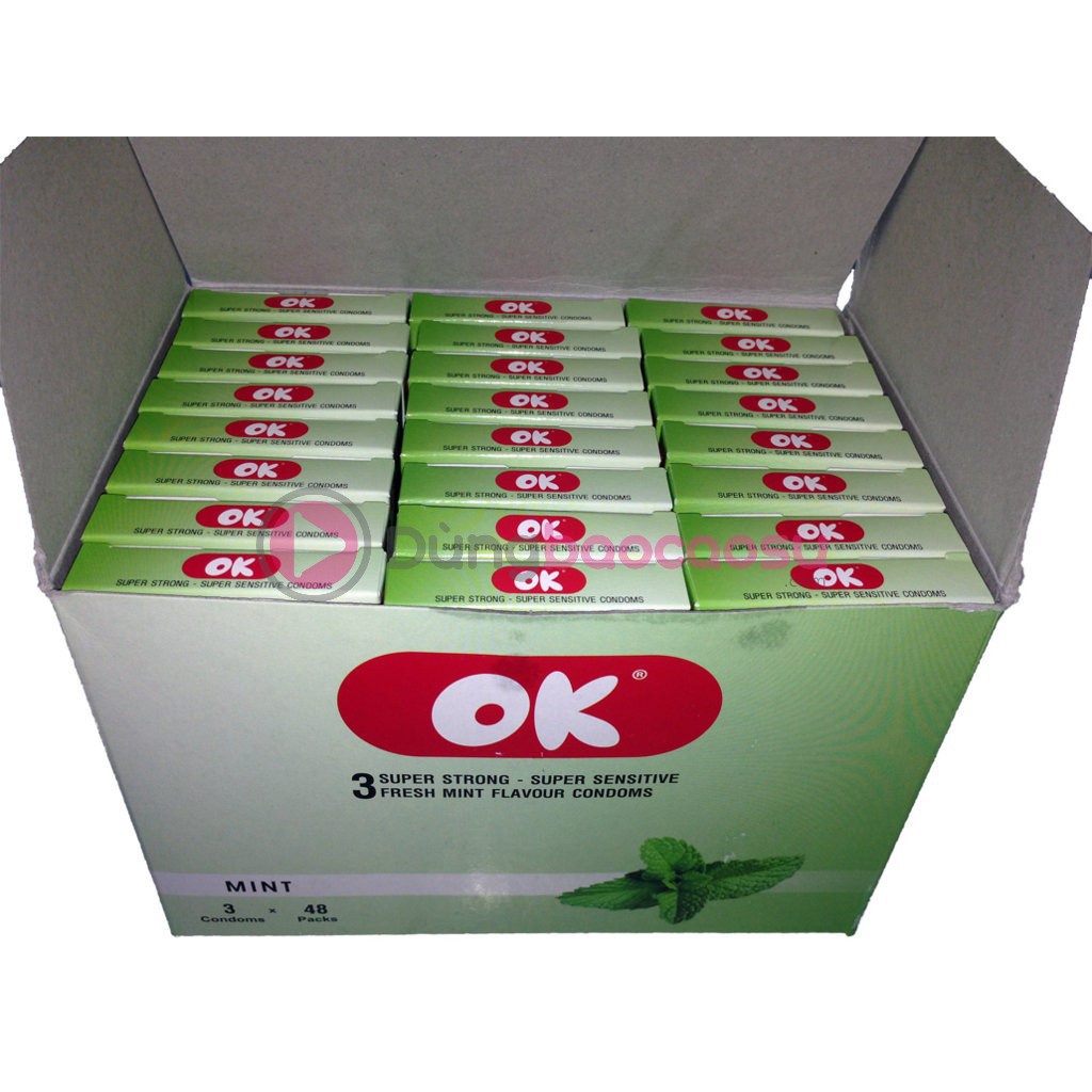 {Chính Hãng} Bao cao su gia đình OK hộp 3 chiếc-Không mùi,hương dâu,hương bạc hà,hương nho