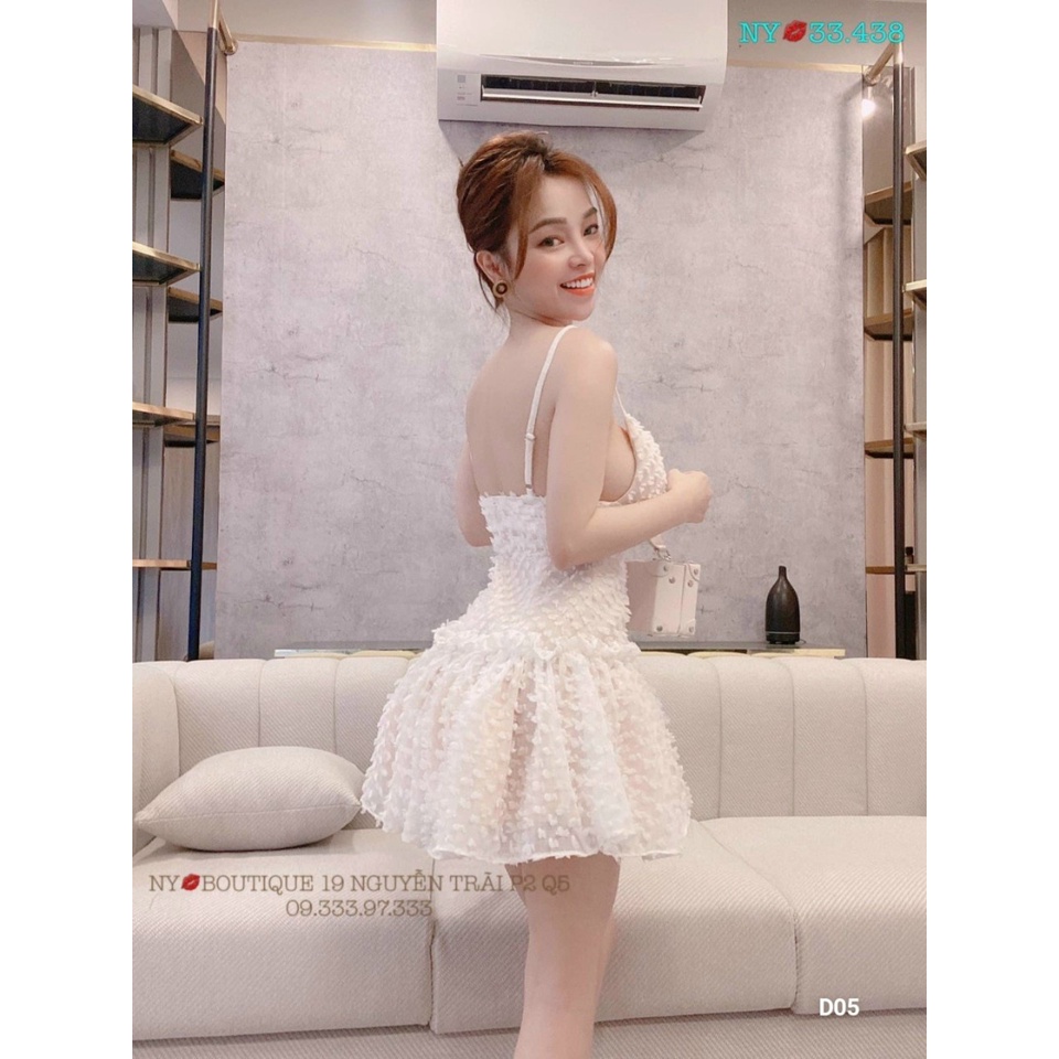 [ĐẦM SALE 50% FREE SHIP] ĐẦM XÒE SEXY KHOE DÁNG ĐẸP VỚI THIẾT KẾ 2 DÂY SEXY, CHẤT VẢI XÔ LÔNG CAO CẤP