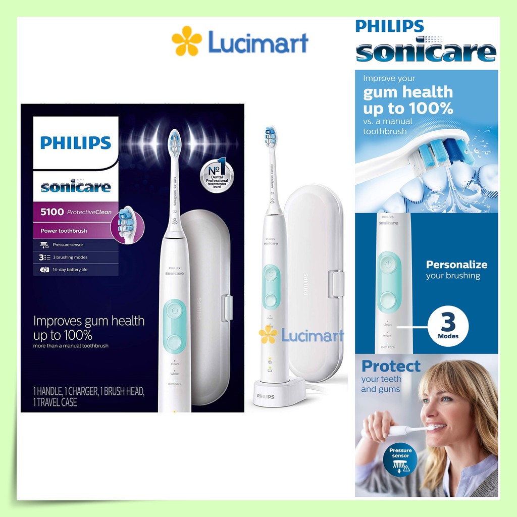 Bàn chải điện Philips 4100, 5100, 6100 Philips Sonicare ProtectiveClean [Hàng Mỹ]