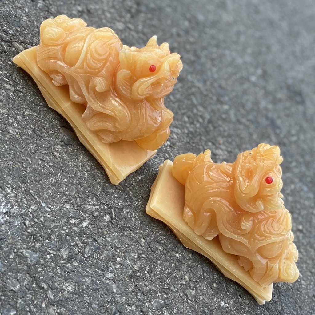 Cặp Tỳ Hưu Phong Thủy, Tỳ Hưu Tài Lộc Đá Ngọc Hoàng Long- Dài 15cm
