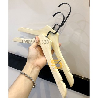 Bộ 10 Móc Gỗ Vàng Trẻ Em Đầu Vuông Ko Sơn 32cm